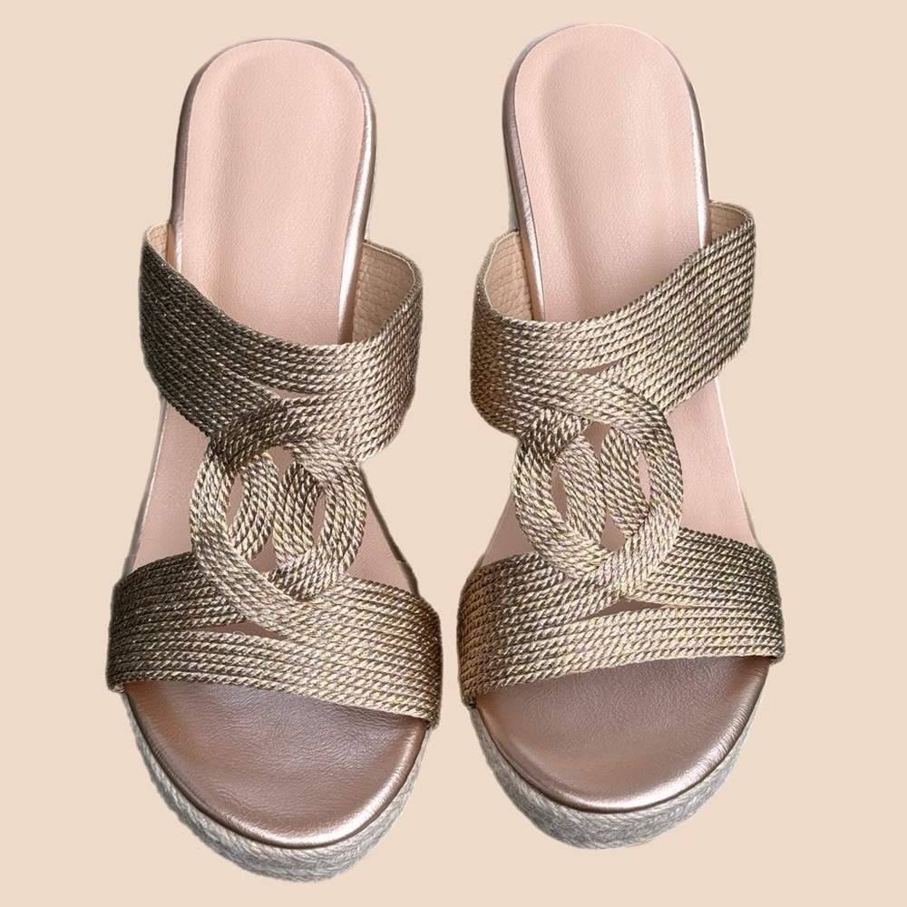 Women's Espadrille Wedge Sandals, Fashion Peep Toe Slip On Platform Heels